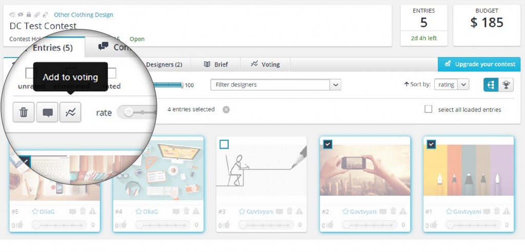 Selecting design entries for your voting