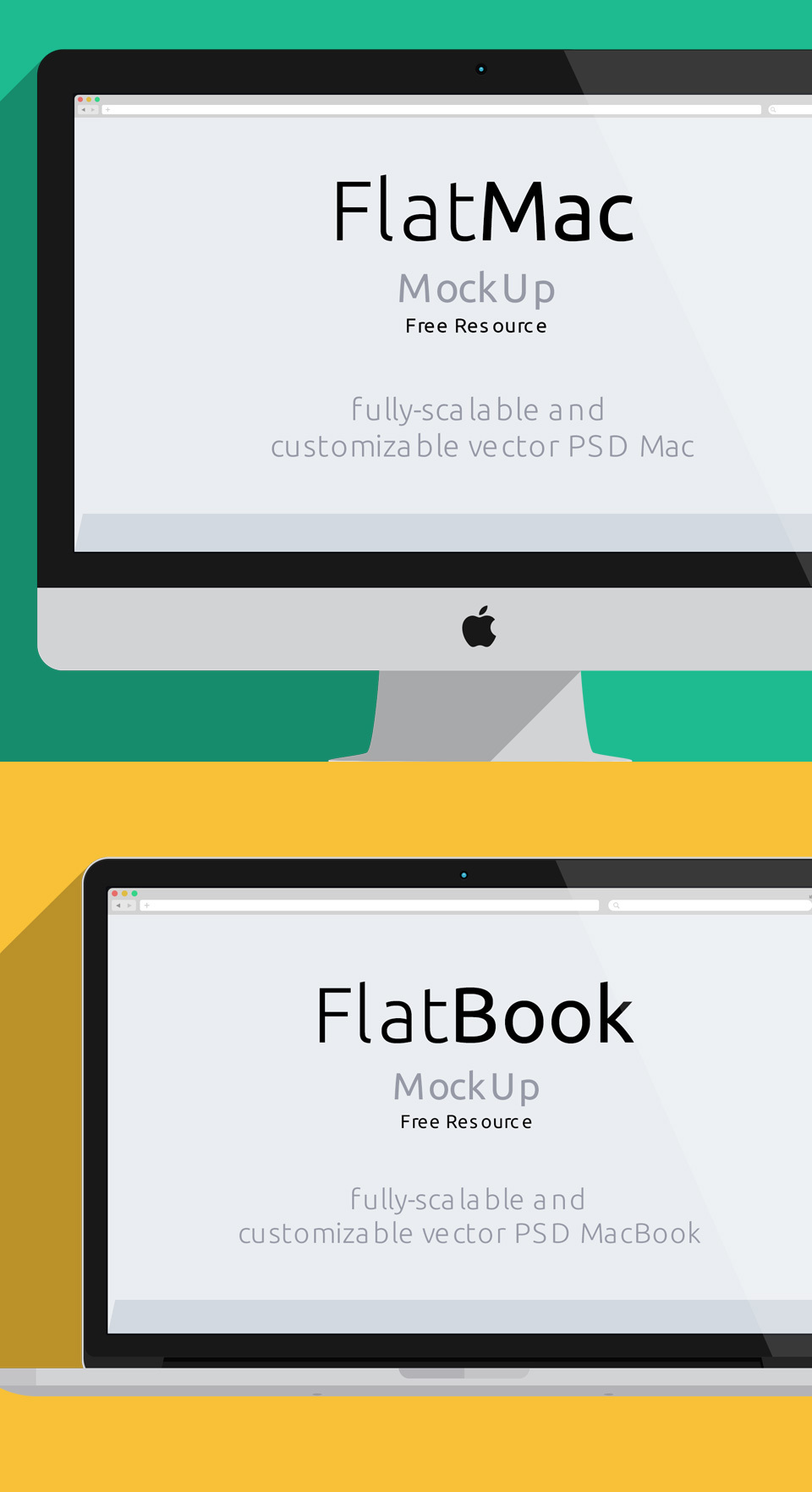 Free Macbook Flat Design Mockup