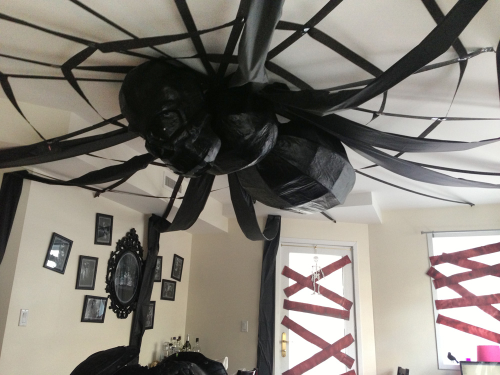 Halloween office decorations - giant ceiling spider
